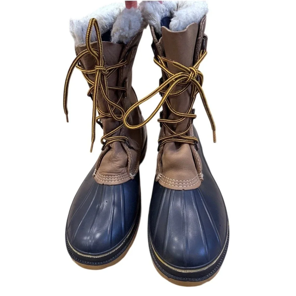 Canada Kamik KW5000 Steel Shank Mens 11 Tan Leather Waterproof Rubber Duck Boots